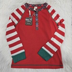 Matilda Jane Girl's Thermal Winter Holiday Top/PJ‎ Size 6 Ribbed Red Green White